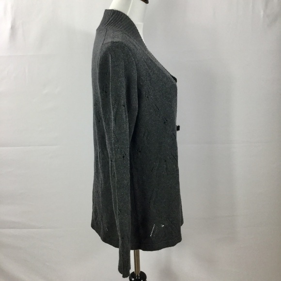 ELLIOTT Lauren Gray Silk and Cashmere Open Knit Cardigan Sweater Size S - Picture 6 of 8